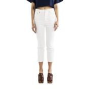 Ami Paris Vita Cropped Jeans, Slim Fit, Ankellängd White, Dam