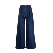 Mother Blå Denim Wide Leg Jeans Blue, Dam