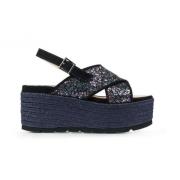 Espadrilles Glittriga Slip-On Skor Blue, Dam