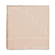 Lanvin Beige Ull och Siden Scarf med Tryckt Logotyp Beige, Dam