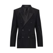 Balenciaga Dubbelknäppt Blazer med Fickor Black, Herr