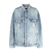 Balenciaga Logo-print Denim Jacket Blue, Dam