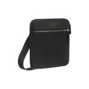 Emporio Armani Läder Crossbody Väska med Metall Örn Logotyp Black, Uni...