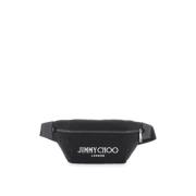 Jimmy Choo Kontrasterande Logo Print Nylon Bältesväska Black, Herr