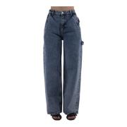 Moschino Stiliga Wide Jeans för Kvinnor Blue, Dam