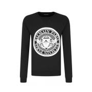 Balmain Ikonisk Bomullssweatshirt för Avslappnad Garderob Black, Herr