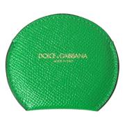 Dolce & Gabbana Grön Läder Rund Logo Handsspegelhållare Green, Dam