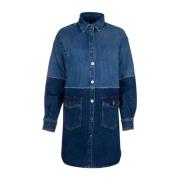Love Moschino Vardags Skjortklänning Blue, Dam