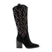 Alma EN Pena Studded Läder Ankelboots Black, Dam