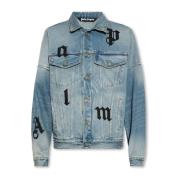 Palm Angels Jeansjacka med lappar Blue, Herr