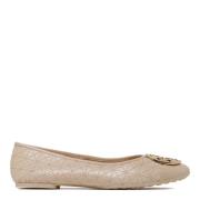 Tory Burch Beige Quiltade Läder Ballerinaskor Beige, Dam