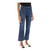 Tory Burch Vintage Cropped Flared Jeans Blue, Dam