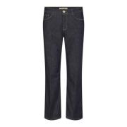 MOS MOSH Trendiga Korta Högmidjade Flare Jeans Blue, Dam