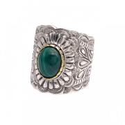 Jalan Jalan 925 Sterling Silver Ring med Oval Malakit Multicolor, Unis...