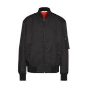 Valentino Nylon Bomberjacka med Toile Iconographe Print Black, Herr