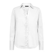 MOS MOSH Feminin Satin Skjorta med Ruffle Detaljer White, Dam