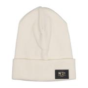 N21 Beige Hatt med Logo Plaque Beige, Dam