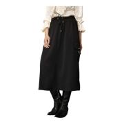 IN Front Snygg Folly Skirt med Guld Detaljer Black, Dam