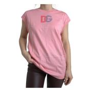 Dolce & Gabbana Rosa Logo Crew Neck Tank Top Pink, Dam