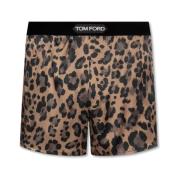 Tom Ford Sidenboxershorts med logotyp Brown, Herr