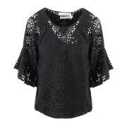 See by Chloé Utskuren Blommig Blus Black, Dam