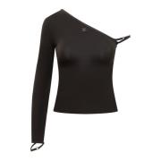 Courrèges Enärmad Crepe Top Black, Dam