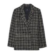 Anine Bing Klassisk Houndstooth Blazer Svart/Sand Gray, Dam