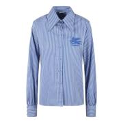 Etro Randig skjorta med broderad Pegaso Blue, Dam