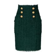 Balmain Mörkgrön Tweed Pennkjol Green, Dam