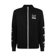 Emporio Armani EA7 Sweatshirt med Logotryck och Hög Krage Black, Herr