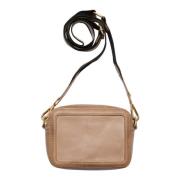 Btfcph Satin Beige Box Clutch med Light Gold Accents Brown, Dam