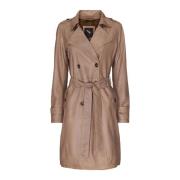 Btfcph Satin Beige Läder Trenchcoat Brown, Dam