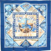 Hermès Vintage Begagnad blå silkes Hermès-scarf Blue, Dam