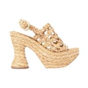 Paloma Barceló Naturlig Raffia Högklackad Sandal Beige, Dam