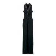 Ralph Lauren Ärmlös Jumpsuit med Sjalkrage Black, Dam