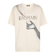 Balmain Romersk statytryck T-shirt White, Herr