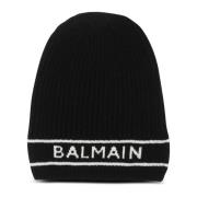 Balmain Logobroderad ullmössa Black, Dam