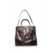 Michael Kors Pre-owned Croc präglad Hamilton -tote med silverhårdvara ...