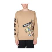 Disclaimer Crew Neck Sweatshirt med Serigrafiskt Tryck Brown, Herr