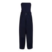 Ami Paris Marinblå jumpsuit med flytande paneler Blue, Dam