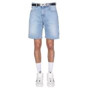 Gcds Logo Bermuda Denim Shorts Stiliga Män Blue, Herr