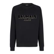 Balmain Metalliskt flocked sweatshirt Black, Herr