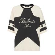 Balmain Signaturstjärnor T-shirt Beige, Dam