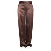 Alexander McQueen Wide LEG Trousers Brown, Dam