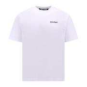 Palm Angels Vit Crew-neck T-shirt, Tillverkad i Italien White, Herr