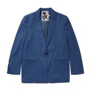 Munthe Lussima Blazer med Pinstripe Print Blue, Dam