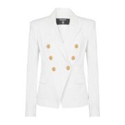 Balmain Jeansjacka med 6 knappar White, Dam