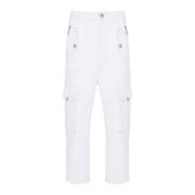 Balmain Cotton Cargo Trousers White, Herr