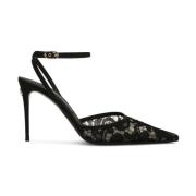 Dolce & Gabbana Svart Spetsig Slingback med Stilettklack Black, Dam