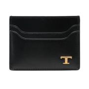 Tod's Svart Läderkorthållare med T Timeless Logo Black, Herr